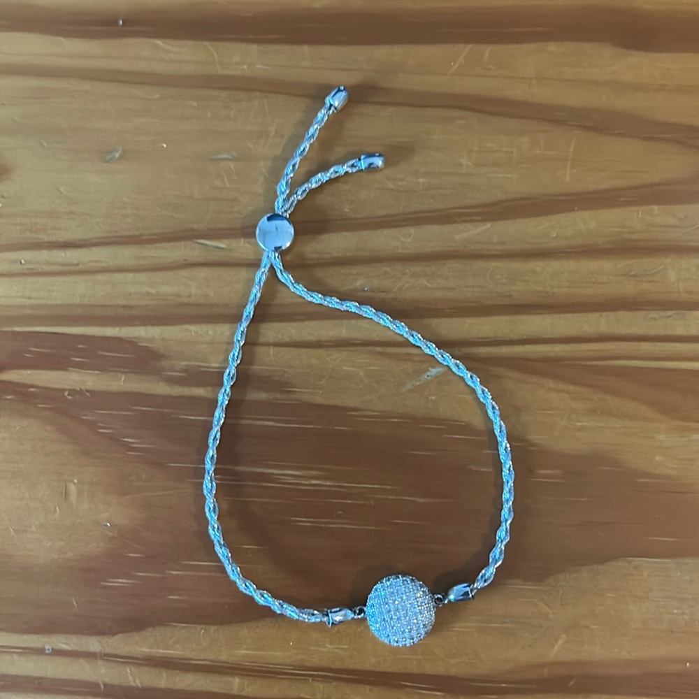 Silver tone Women's Pave crystal Adjustable Bracelet